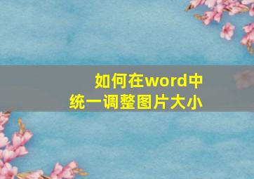 如何在word中统一调整图片大小