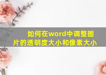 如何在word中调整图片的透明度大小和像素大小