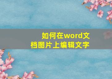 如何在word文档图片上编辑文字