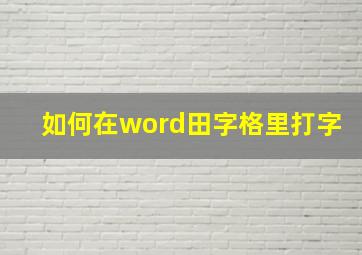 如何在word田字格里打字