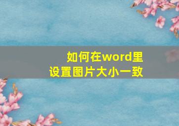 如何在word里设置图片大小一致