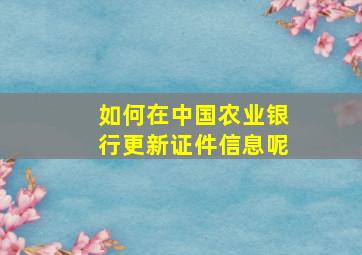 如何在中国农业银行更新证件信息呢