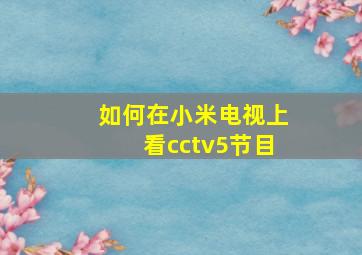 如何在小米电视上看cctv5节目