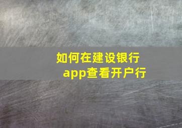 如何在建设银行app查看开户行