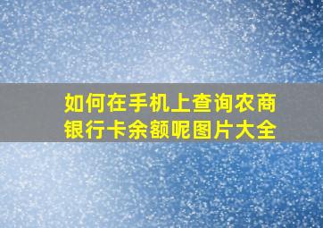 如何在手机上查询农商银行卡余额呢图片大全