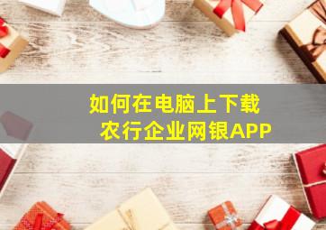 如何在电脑上下载农行企业网银APP