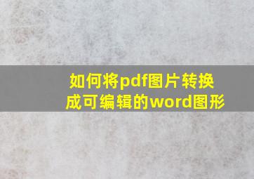 如何将pdf图片转换成可编辑的word图形