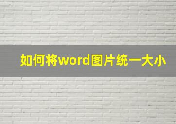 如何将word图片统一大小