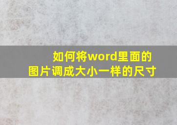 如何将word里面的图片调成大小一样的尺寸