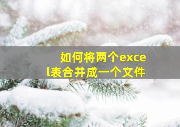 如何将两个excel表合并成一个文件