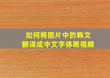 如何将图片中的韩文翻译成中文字体呢视频