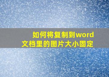 如何将复制到word文档里的图片大小固定