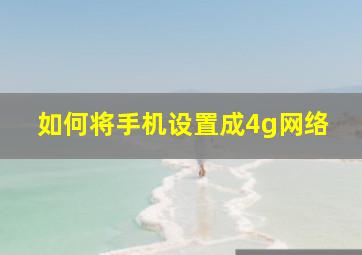 如何将手机设置成4g网络