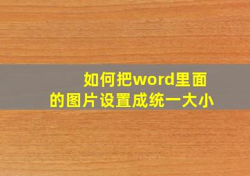 如何把word里面的图片设置成统一大小