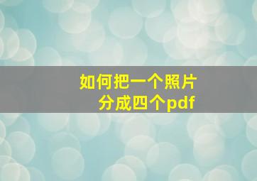 如何把一个照片分成四个pdf