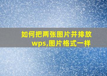 如何把两张图片并排放wps,图片格式一样