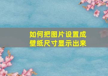 如何把图片设置成壁纸尺寸显示出来