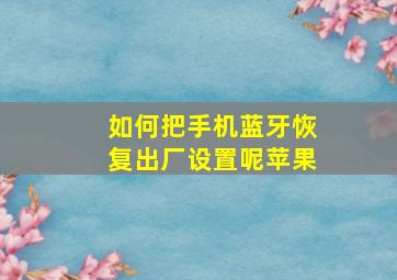 如何把手机蓝牙恢复出厂设置呢苹果