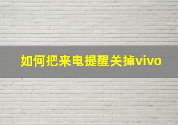 如何把来电提醒关掉vivo