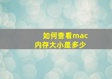 如何查看mac内存大小是多少