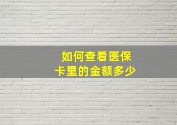 如何查看医保卡里的金额多少