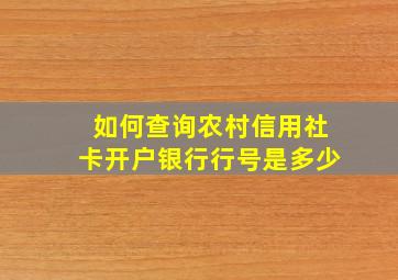 如何查询农村信用社卡开户银行行号是多少