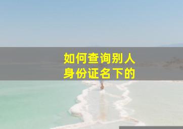 如何查询别人身份证名下的