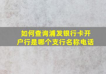 如何查询浦发银行卡开户行是哪个支行名称电话