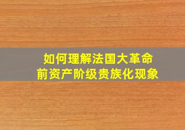 如何理解法国大革命前资产阶级贵族化现象