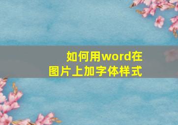 如何用word在图片上加字体样式