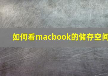 如何看macbook的储存空间