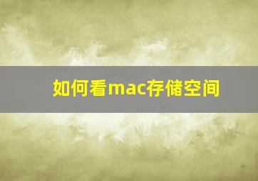 如何看mac存储空间