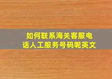 如何联系海关客服电话人工服务号码呢英文