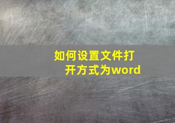 如何设置文件打开方式为word