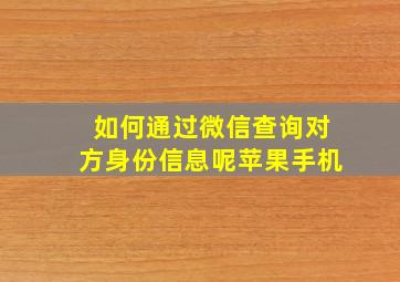 如何通过微信查询对方身份信息呢苹果手机