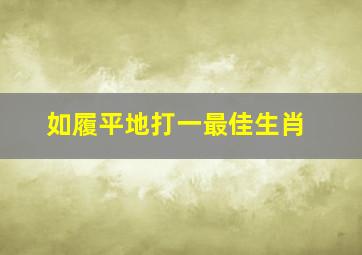 如履平地打一最佳生肖