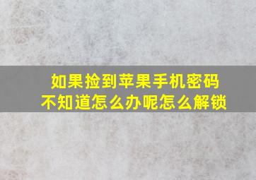 如果捡到苹果手机密码不知道怎么办呢怎么解锁