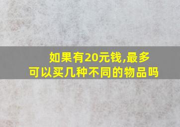 如果有20元钱,最多可以买几种不同的物品吗