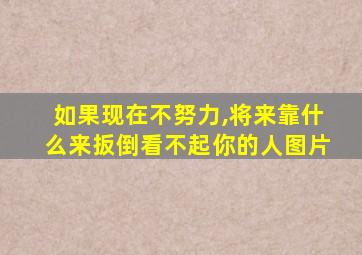 如果现在不努力,将来靠什么来扳倒看不起你的人图片