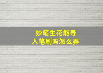 妙笔生花能导入笔刷吗怎么弄