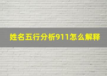 姓名五行分析911怎么解释