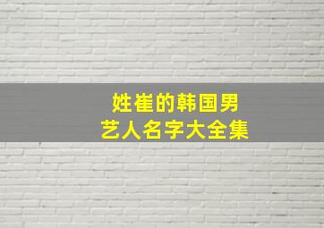 姓崔的韩国男艺人名字大全集