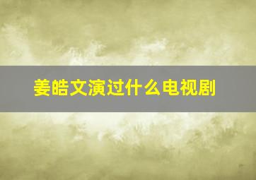 姜皓文演过什么电视剧