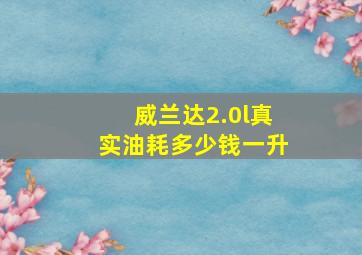 威兰达2.0l真实油耗多少钱一升