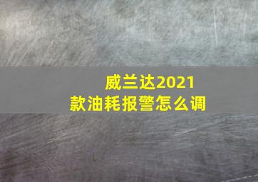 威兰达2021款油耗报警怎么调