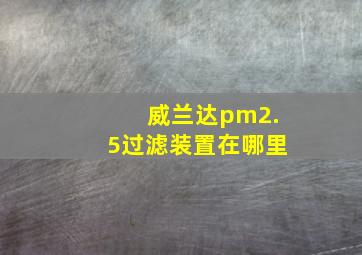 威兰达pm2.5过滤装置在哪里