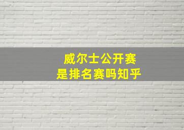 威尔士公开赛是排名赛吗知乎