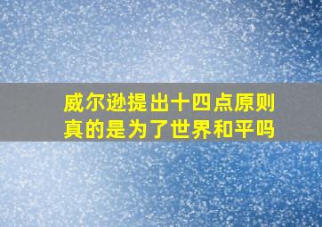 威尔逊提出十四点原则真的是为了世界和平吗