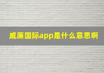 威廉国际app是什么意思啊