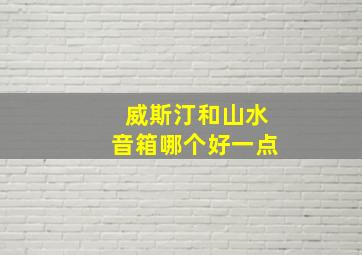 威斯汀和山水音箱哪个好一点